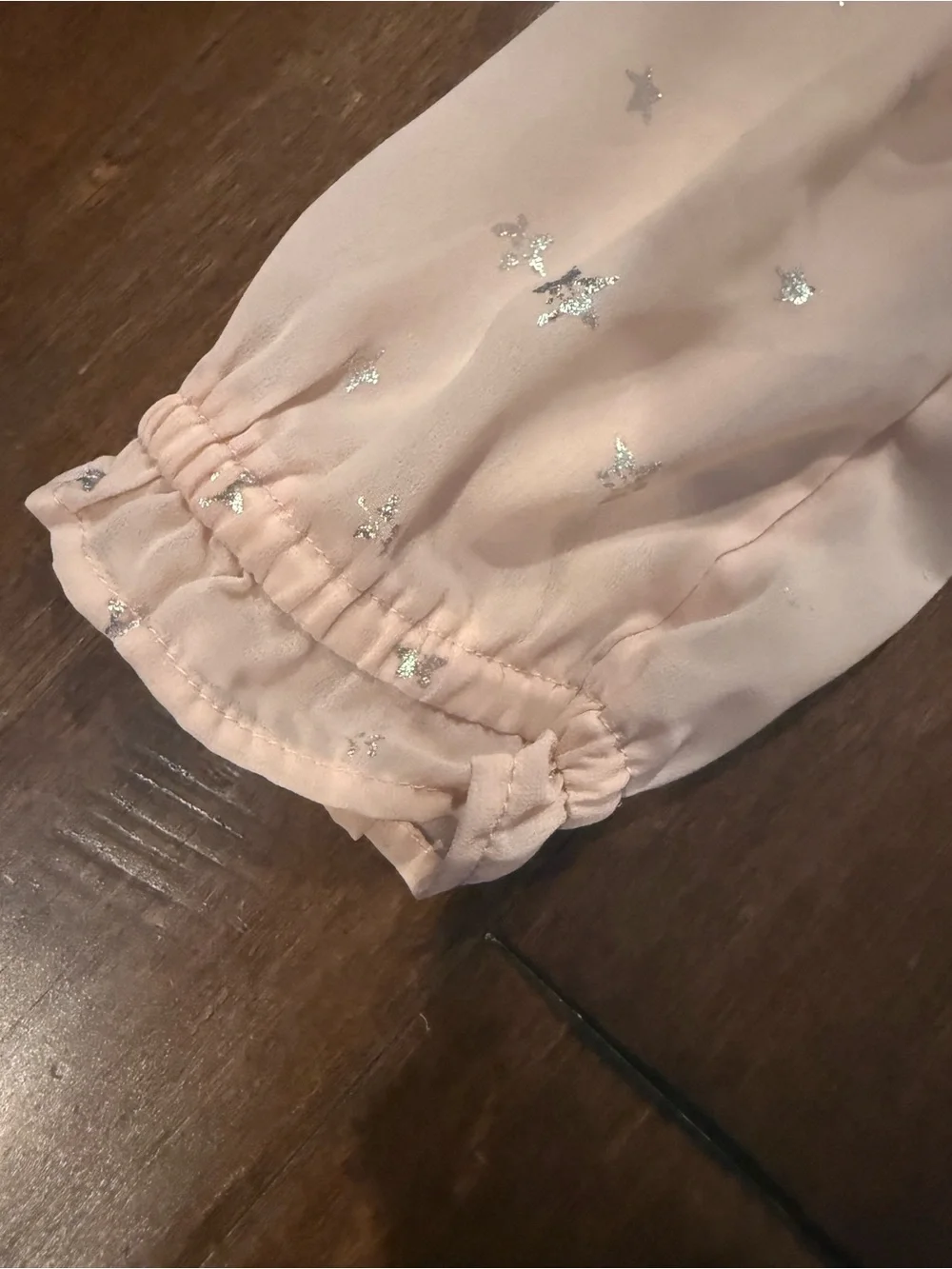 Girls Gap silky top with silver stars - size small